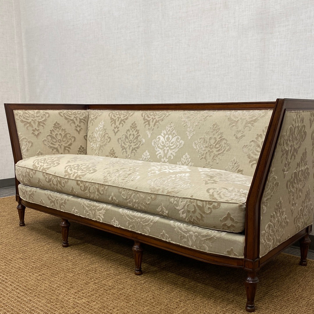 Damask Oatmeal/Linen Tuxedo Sofa