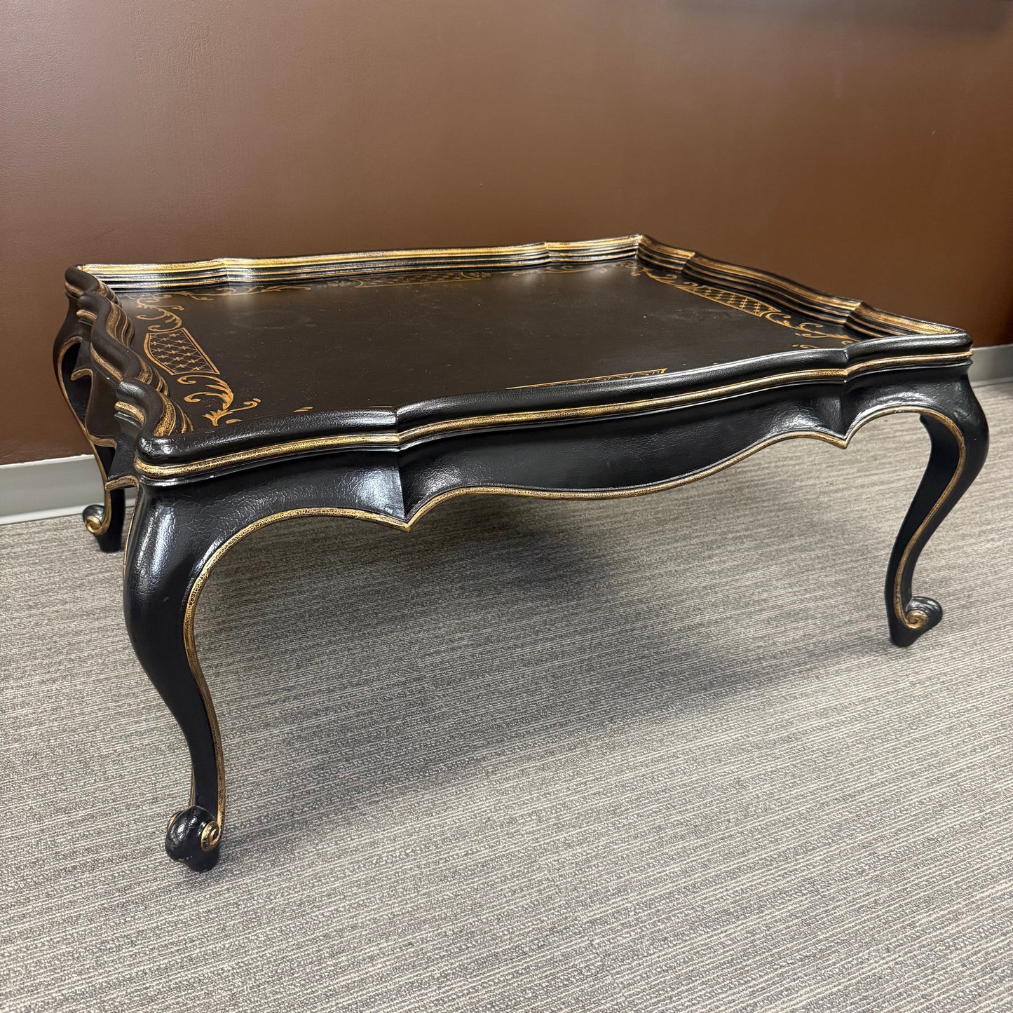 Louis XV Style Black + Gold Coffee Table