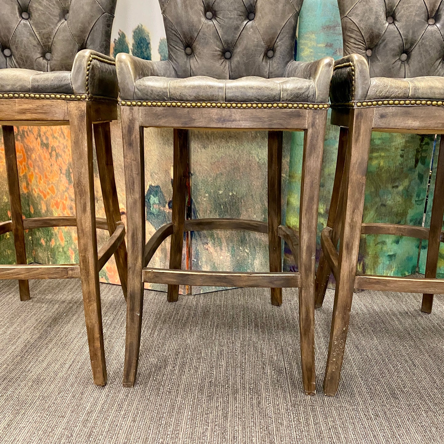 Regina Andrew "Tavern" Tufted Leather Barstools