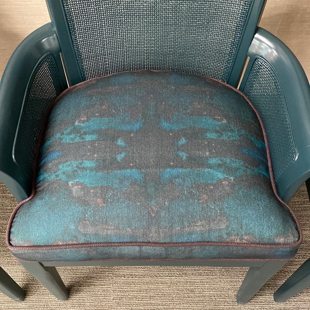 Set of 4 Dark Teal Lacquered Dining Chairs