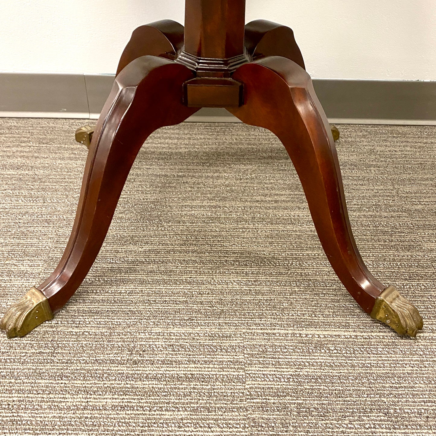 Antique Mahogany Accent Table with Green Leather Top