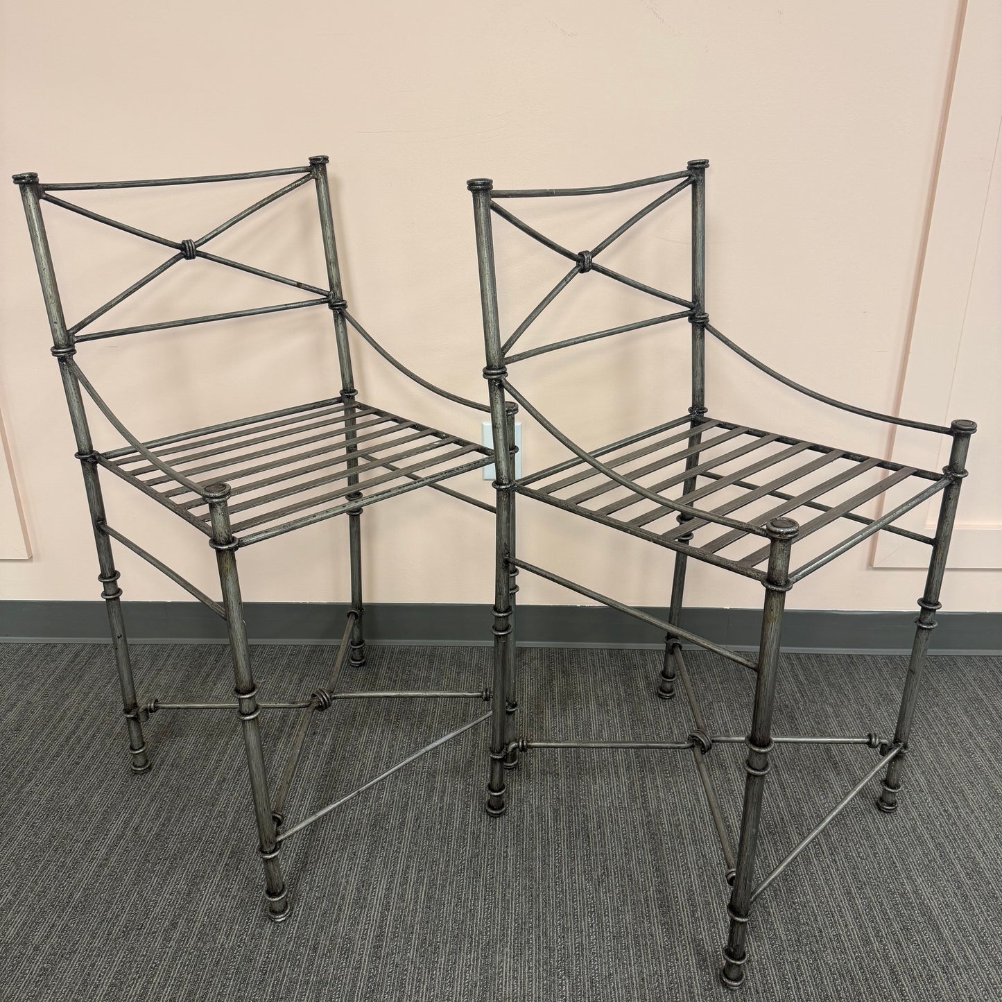 Pair of Metal Counter Stools
