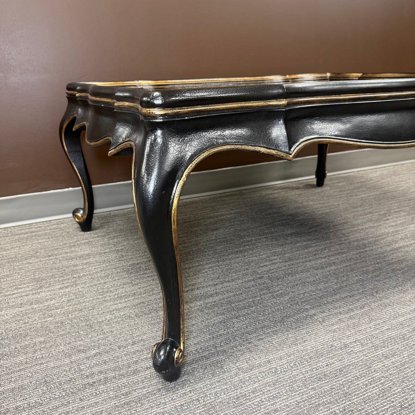 Louis XV Style Black + Gold Coffee Table