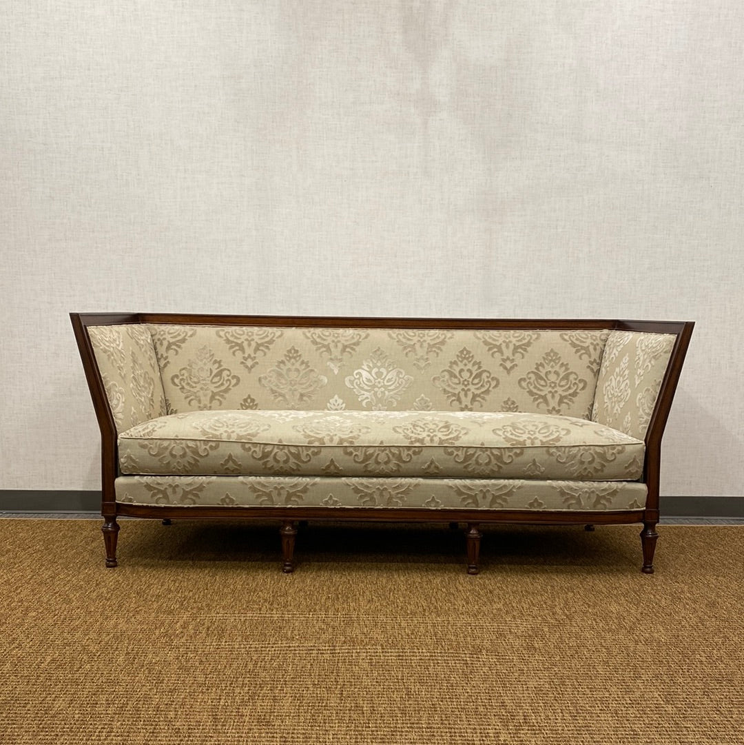 Damask Oatmeal/Linen Tuxedo Sofa