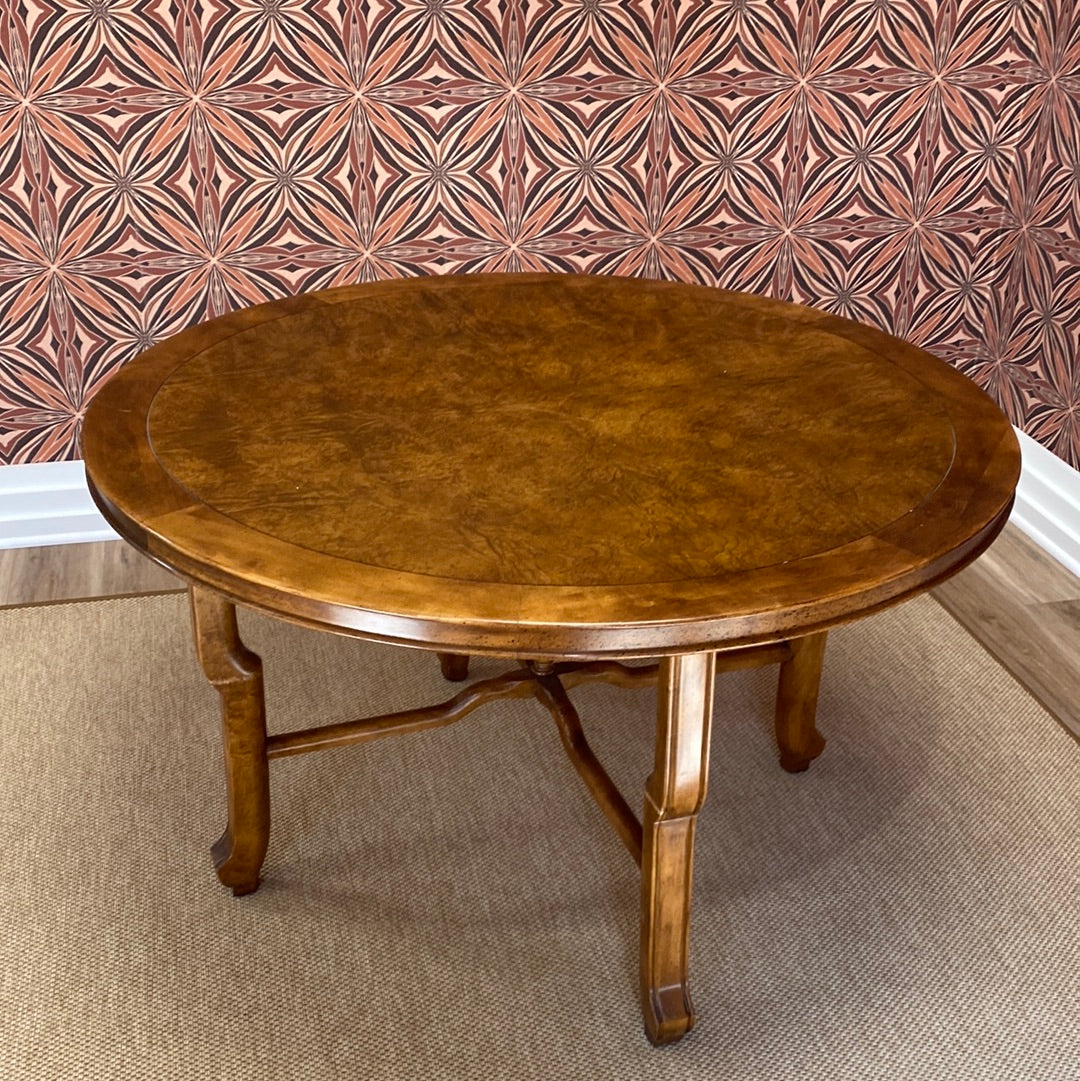 Midcentury Modern Round Burlwood Table