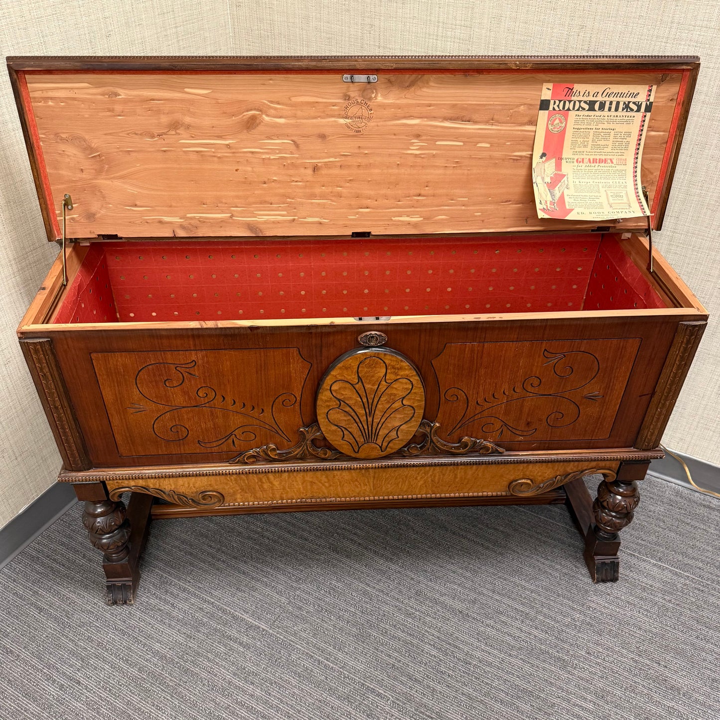 Antique Roos Jacobean Revival Cedar Chest