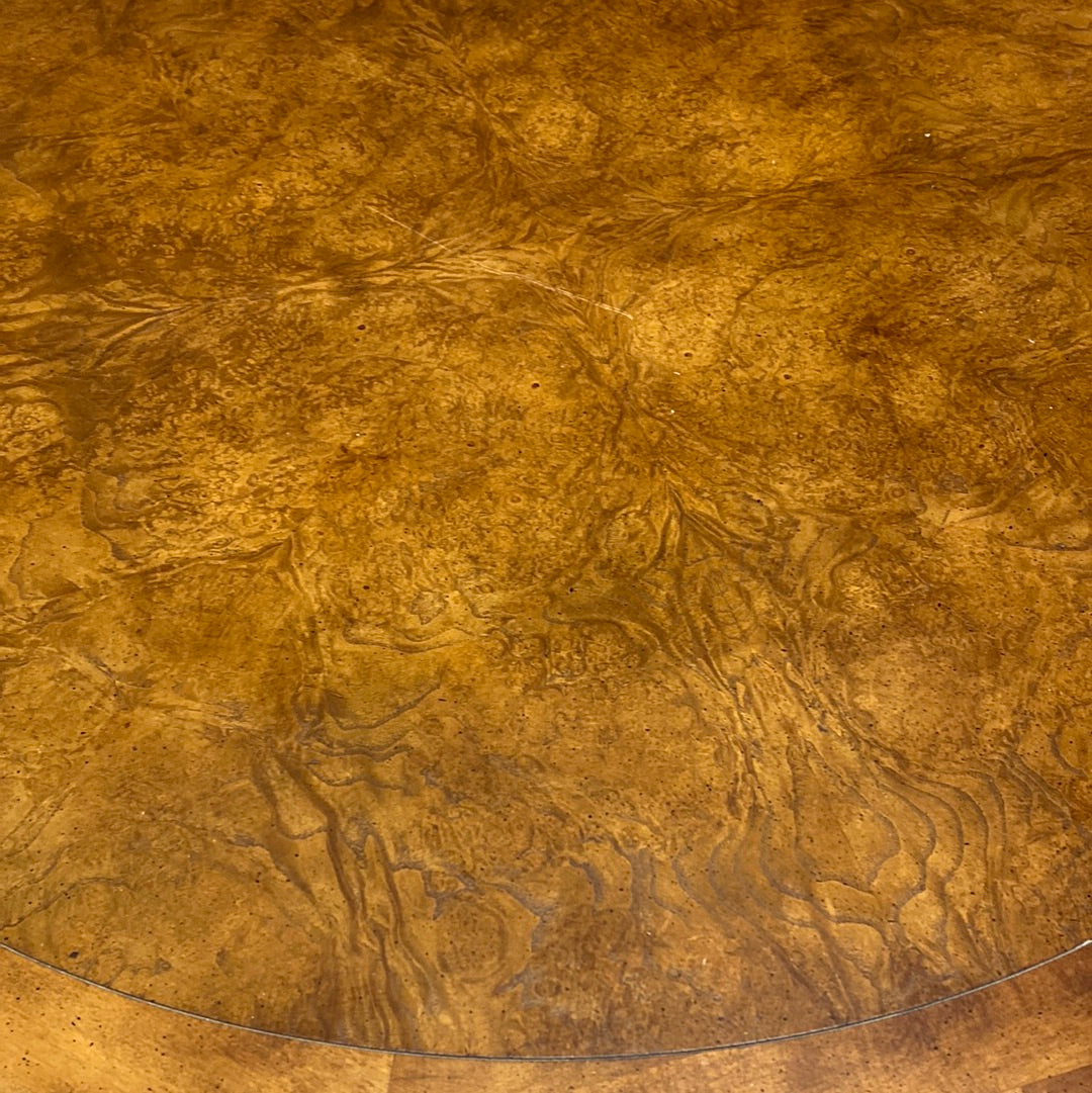 Midcentury Modern Round Burlwood Table