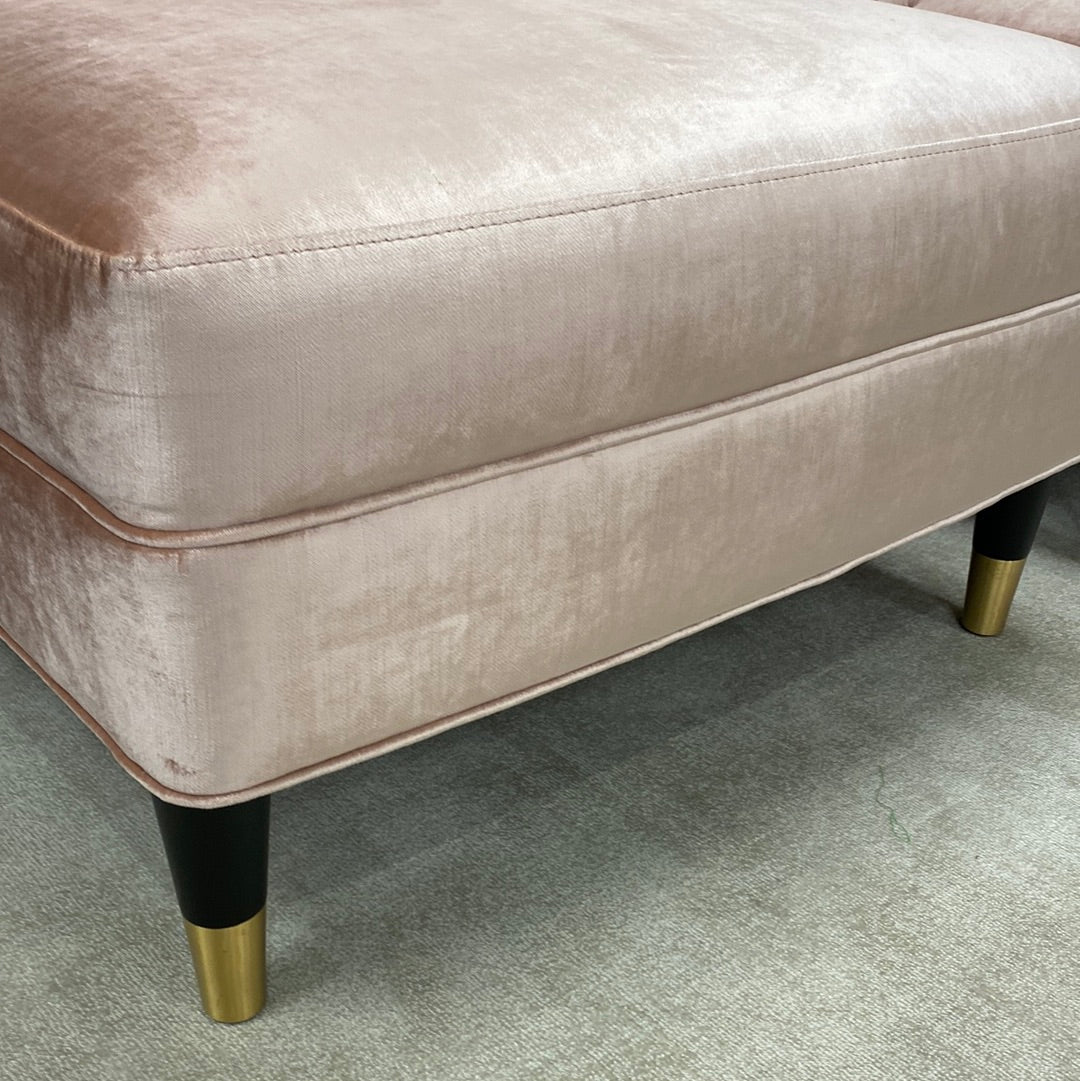 PAIR of Currey & Co pink velvet slipper chairs
