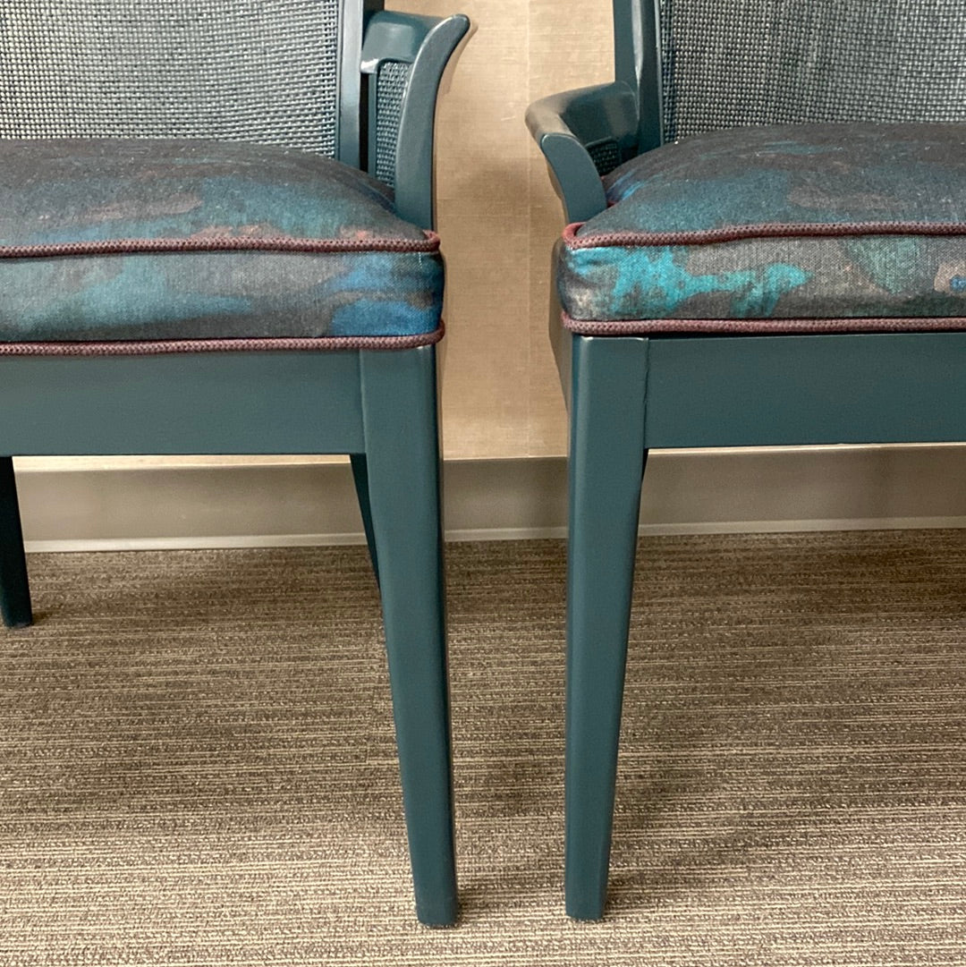 Set of 4 Dark Teal Lacquered Dining Chairs