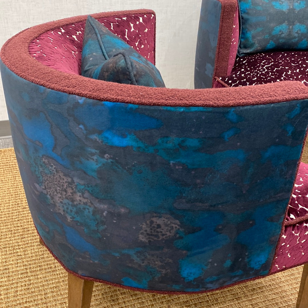 Pair Custom Barrel Back Club Chairs