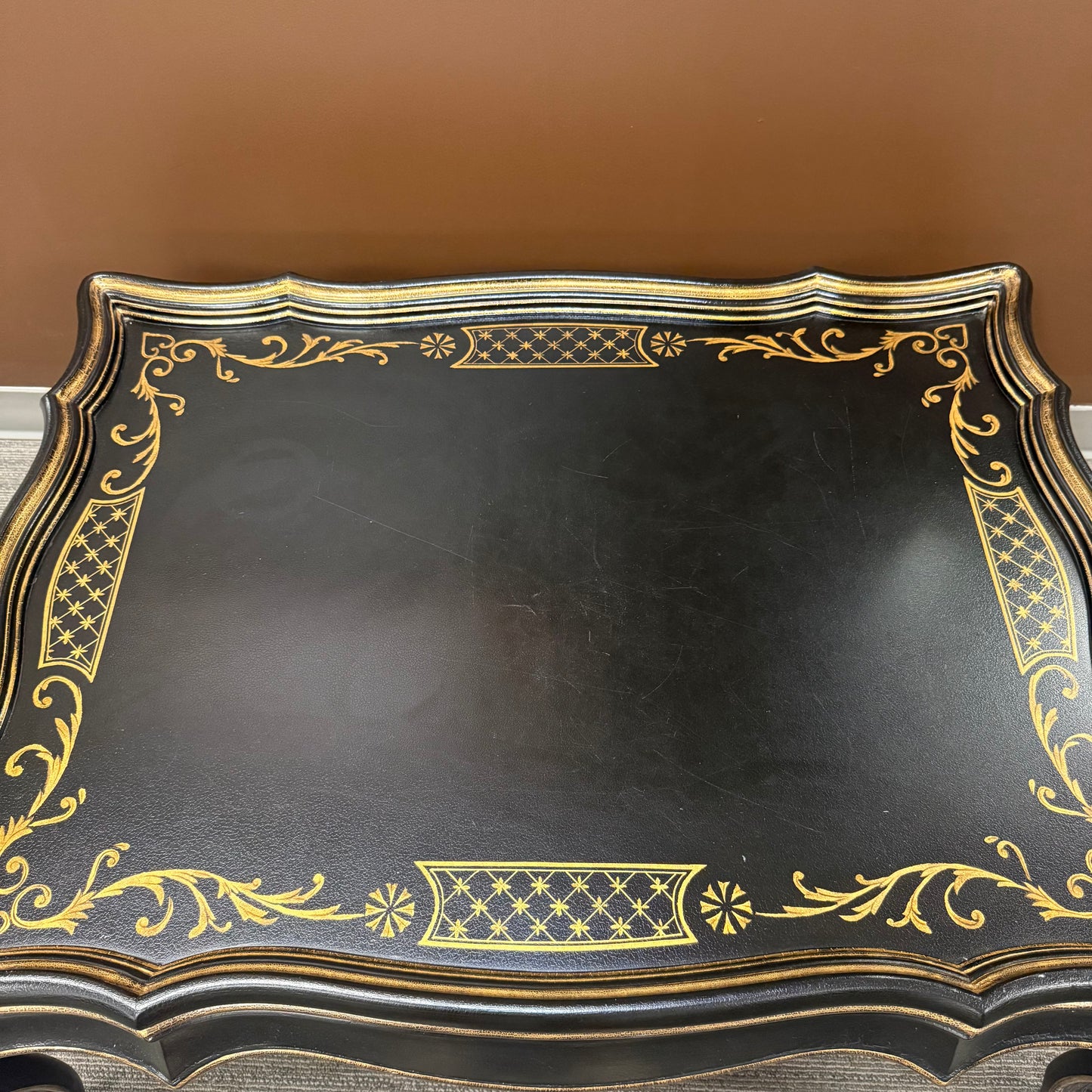 Louis XV Style Black + Gold Coffee Table