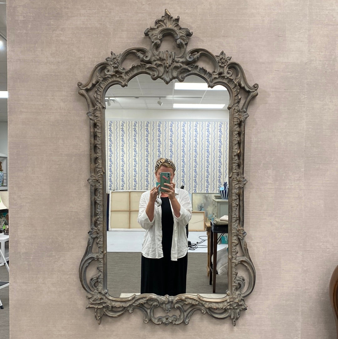 Vintage Ornate Carved Distressed Mirror