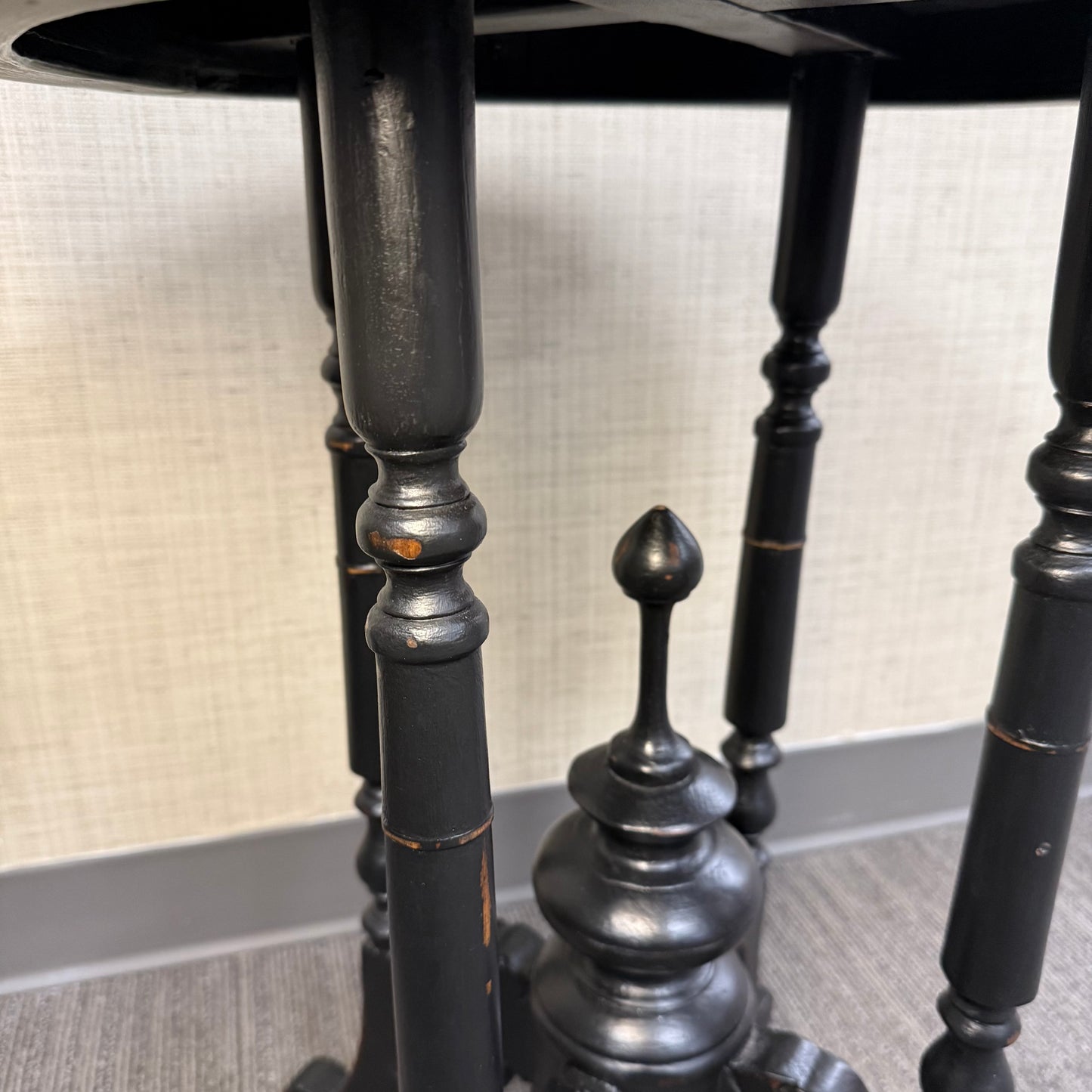 Distressed Black Spindle Table