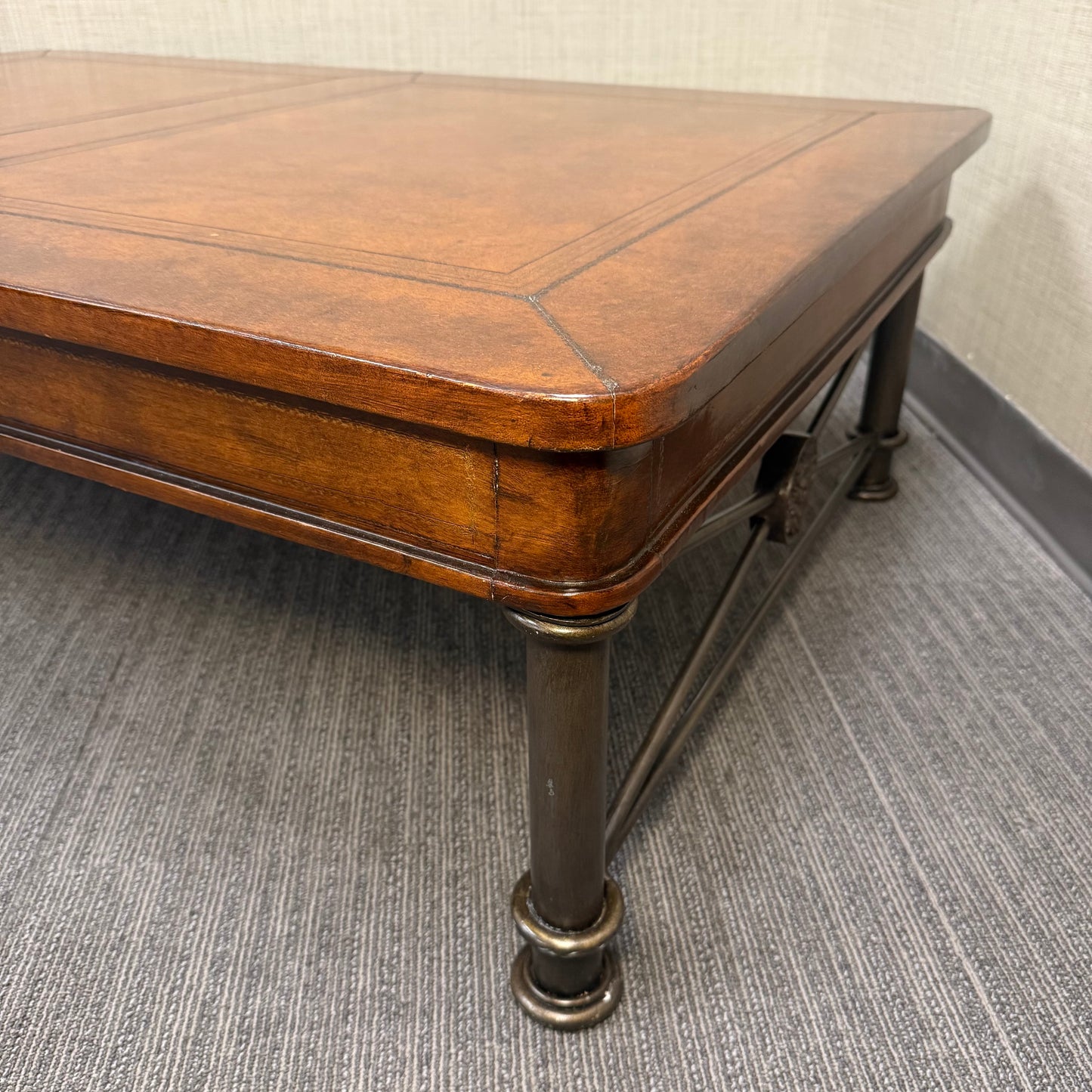 Vintage Maitland Smith Leather Top Coffee Table