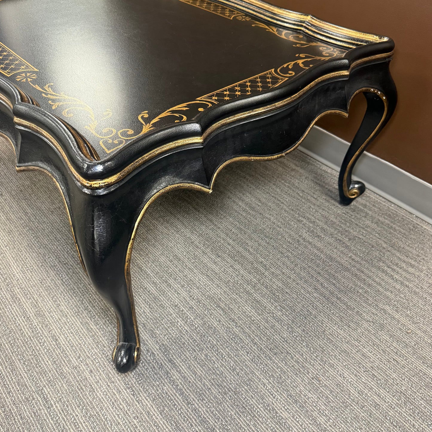 Louis XV Style Black + Gold Coffee Table