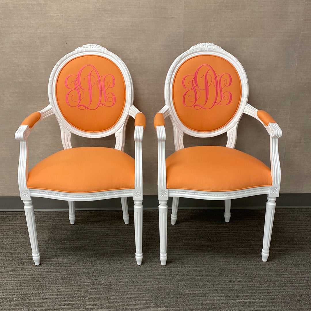 J Wilkinson Customizable Monogrammed Armchairs, Pair