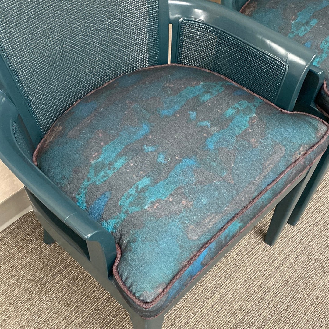 Set of 4 Dark Teal Lacquered Dining Chairs