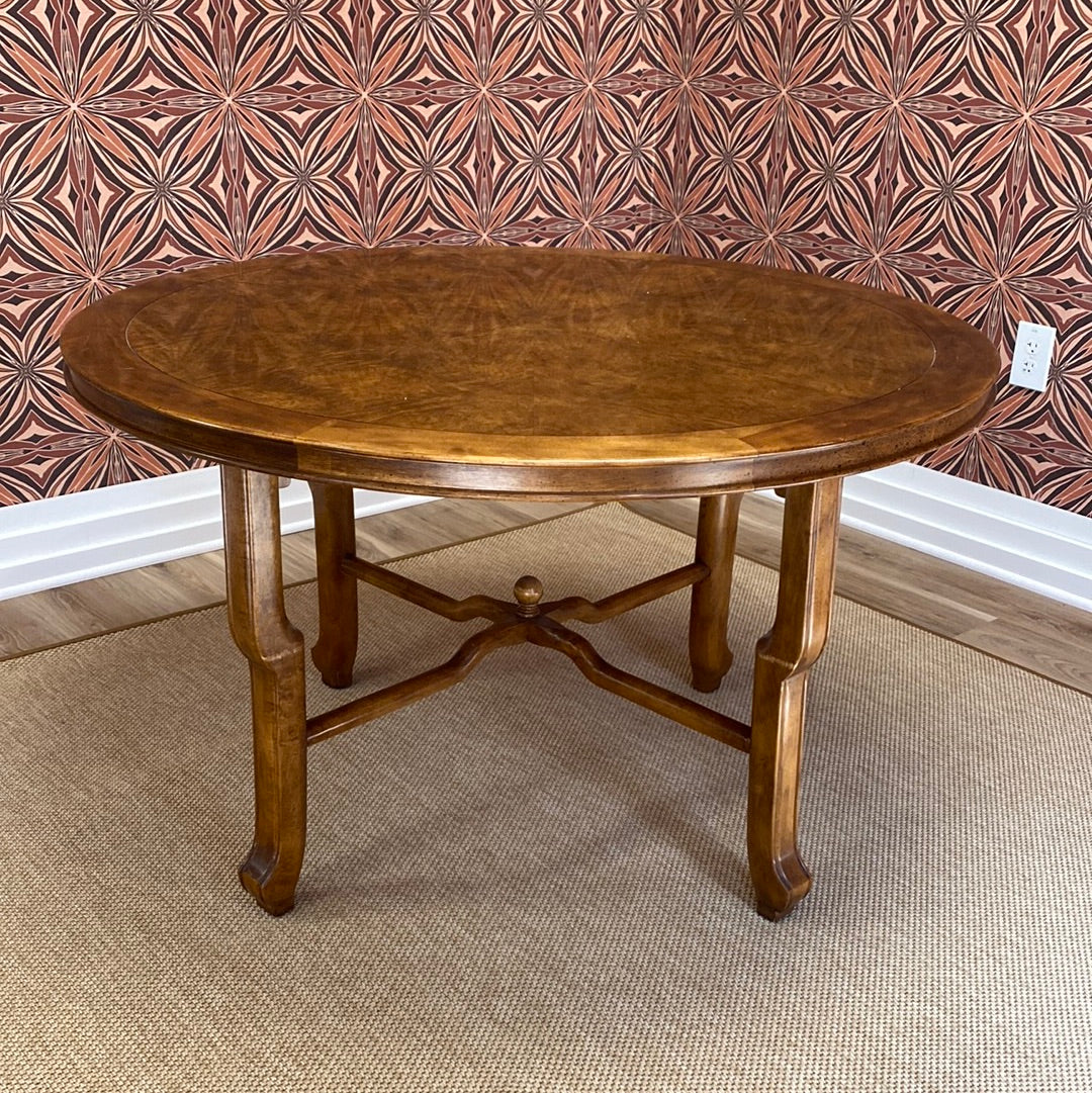 Midcentury Modern Round Burlwood Table