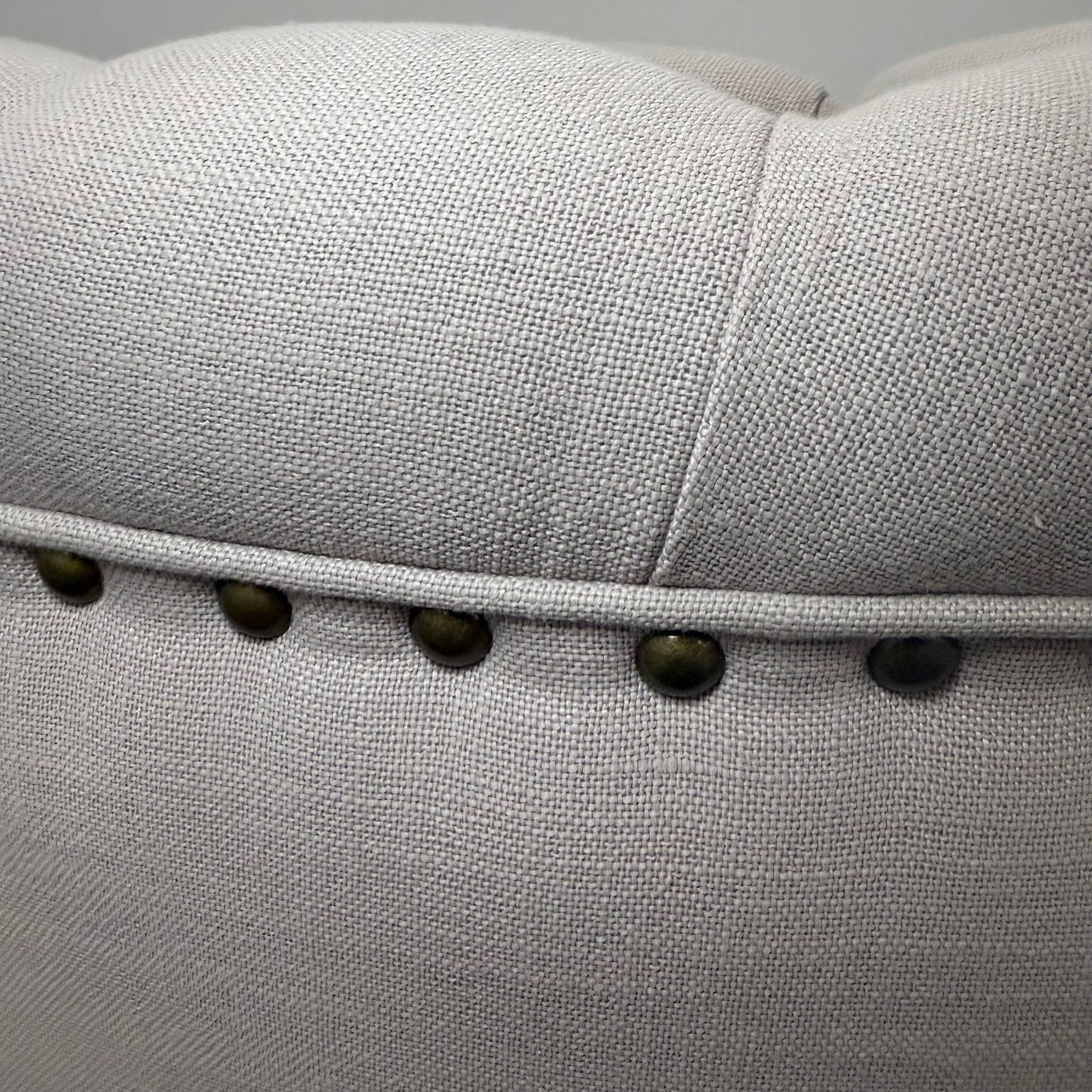 Round Tufted Ottoman with Nail Head Trim