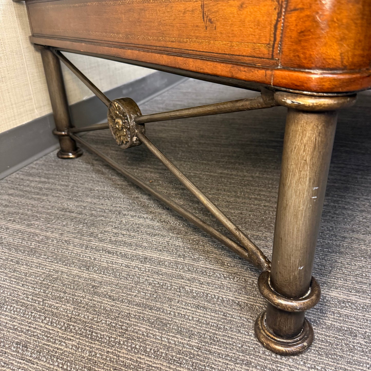Vintage Maitland Smith Leather Top Coffee Table