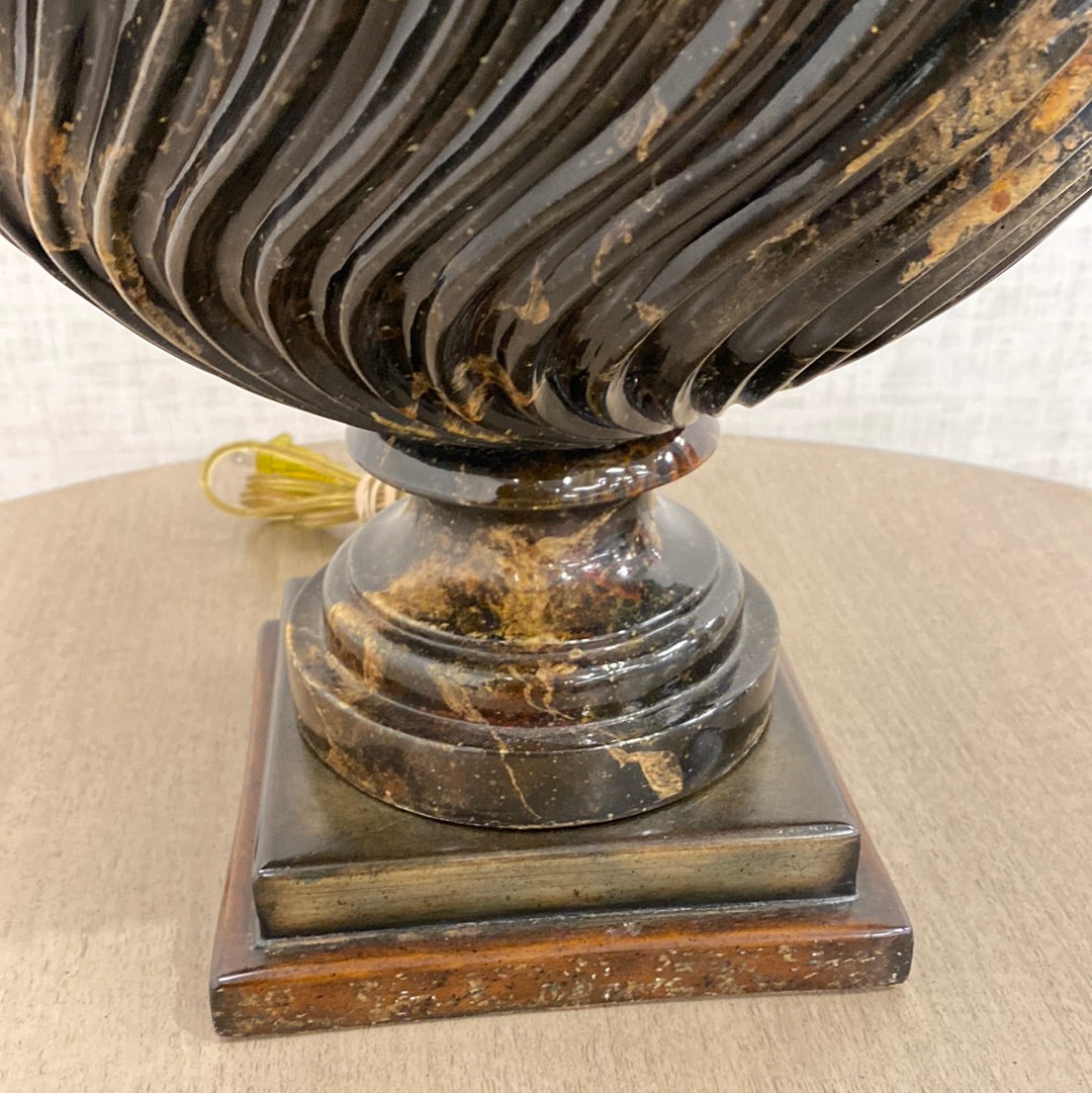 XL Theodore Alexander Marble Base Lamp with Taupe Pleated Shade