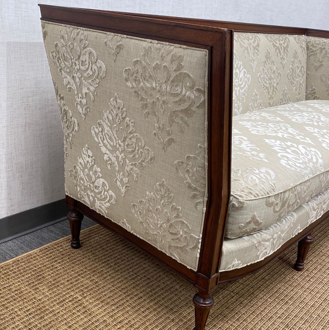 Damask Oatmeal/Linen Tuxedo Sofa