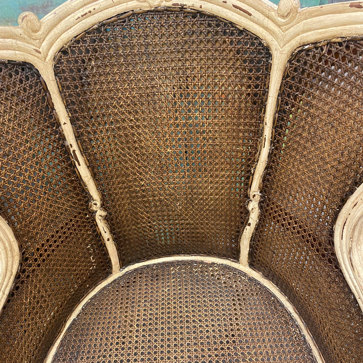 Vintage French Double Cane Wingback Chair