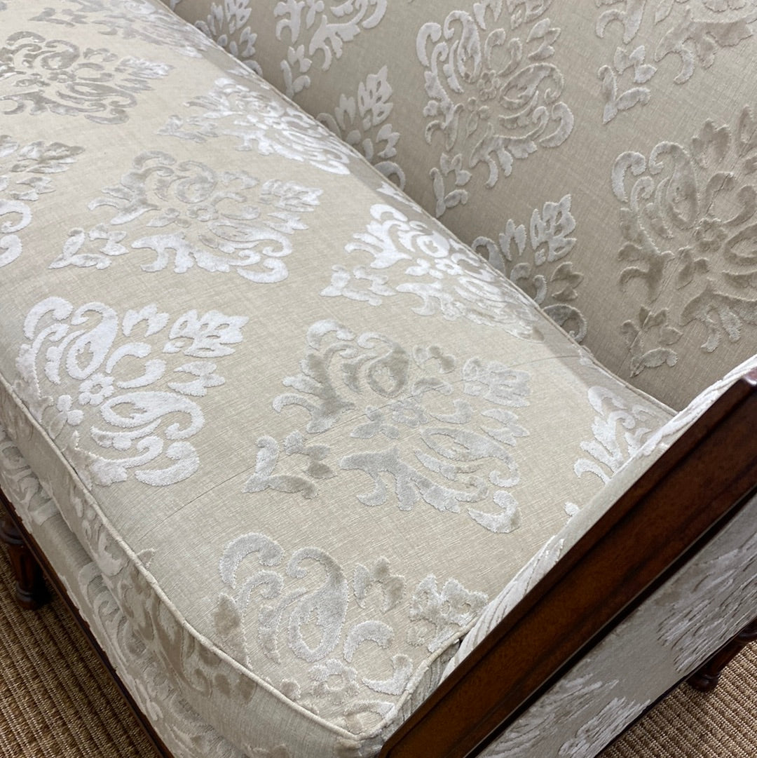 Damask Oatmeal/Linen Tuxedo Sofa