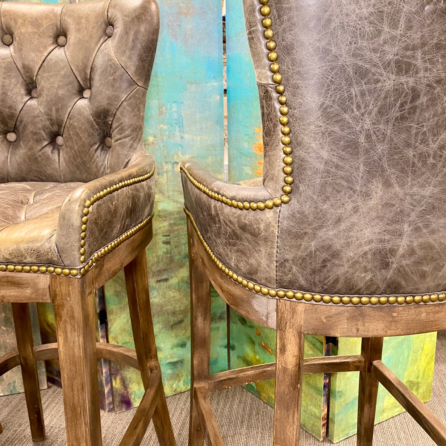 Regina Andrew "Tavern" Tufted Leather Barstools