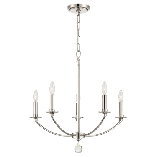 Crystorama "Mila" Polished Nickel 5-light Chandelier
