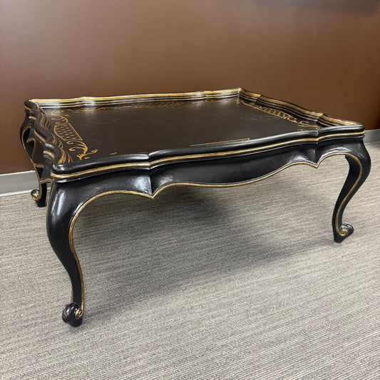 Louis XV Style Black + Gold Coffee Table