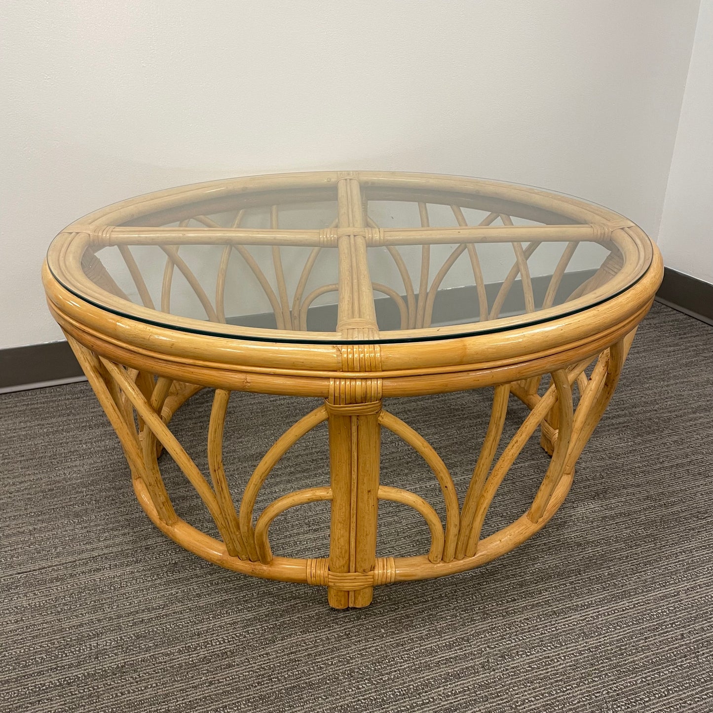 Bamboo Cocktail Table with Glass Top