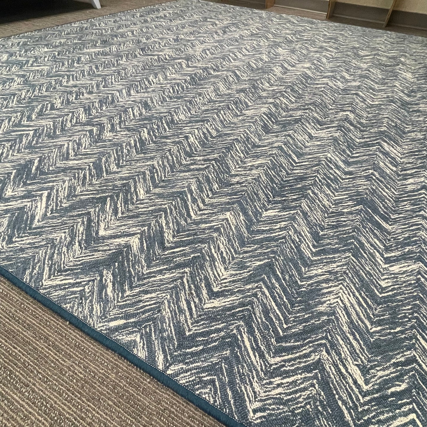 "Terraza Denim" 100% Wool Rug - 9" x 7"