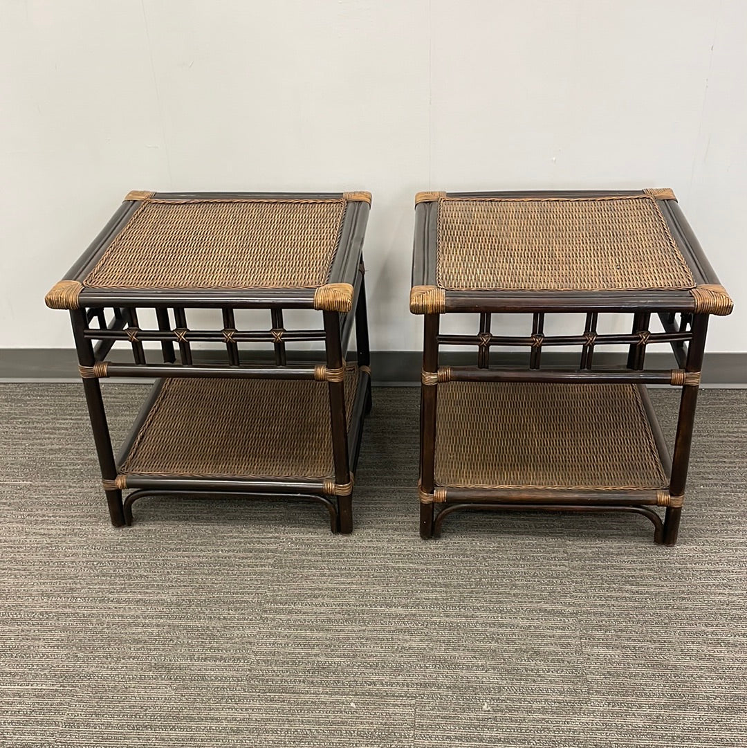 Brown Rattan Side Tables