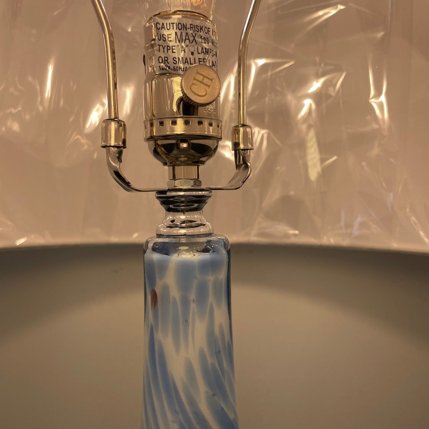 Blue & White Swirl Glass Lamp by Chelsea House