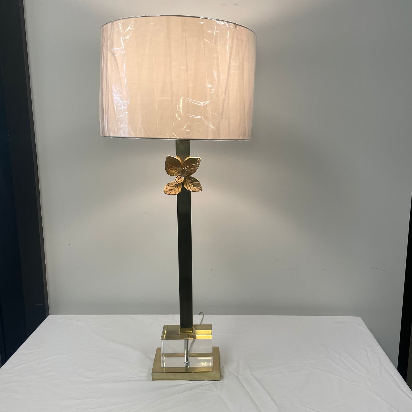 Brush Gold Lamp with Flower Motif by Wildwood Home