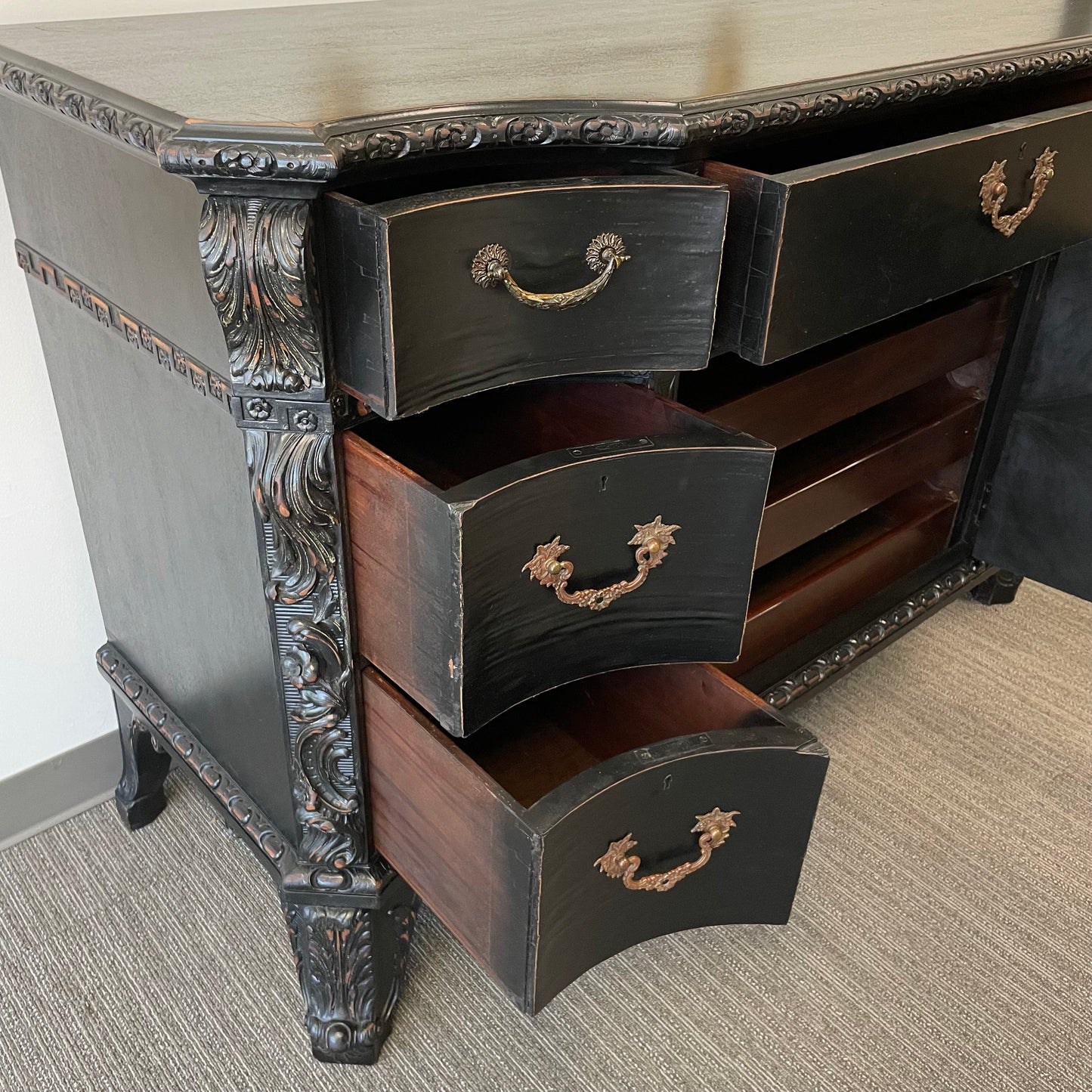 Antique Rubbed Black Buffet