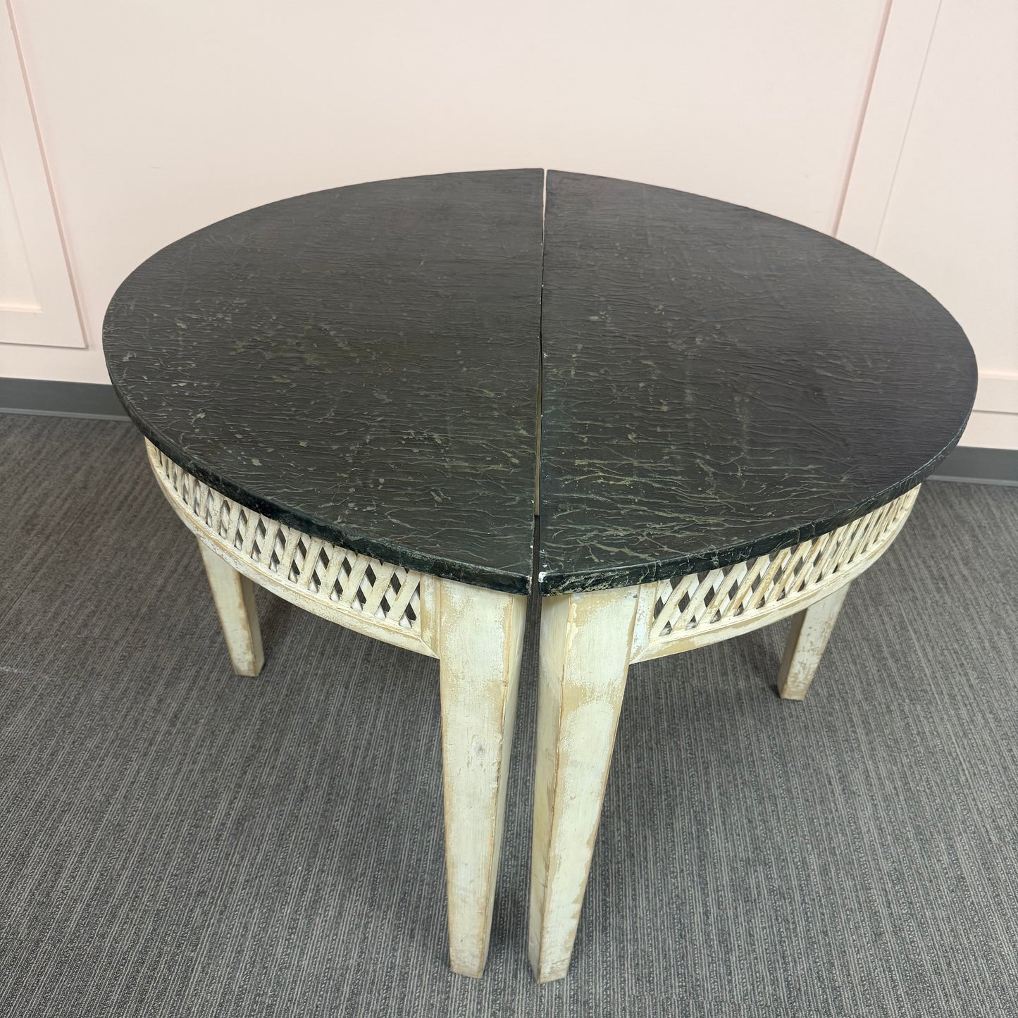 Neoclassical Demi-Lune Console Tables