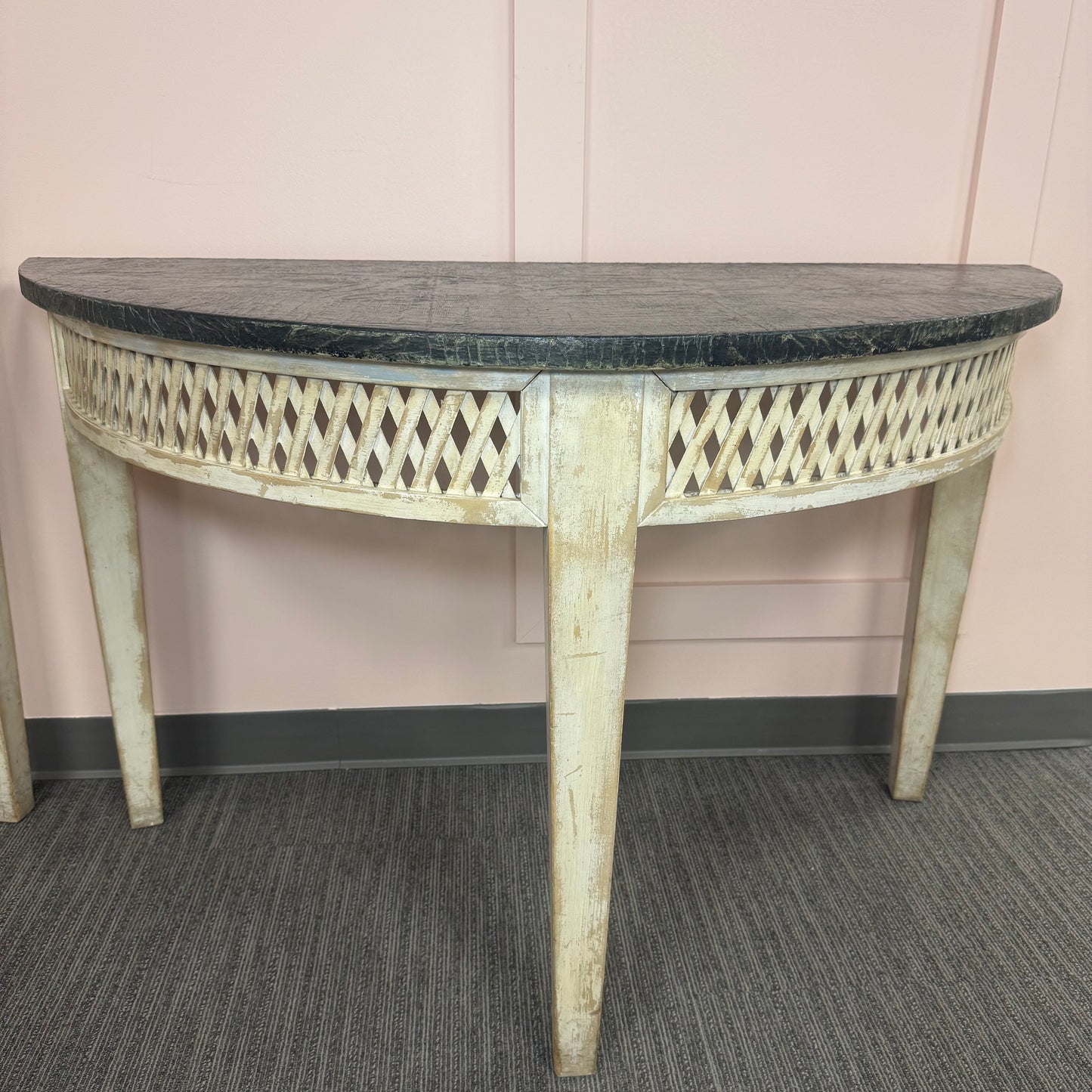 Neoclassical Demi-Lune Console Tables
