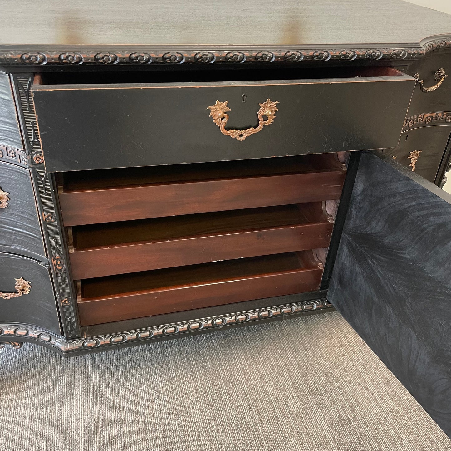 Antique Rubbed Black Buffet