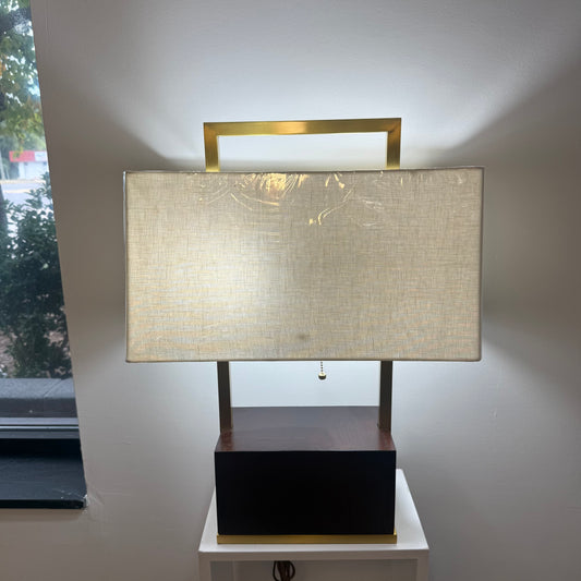 Wildwood "Hayes" Walnut + Brass Table Lamp