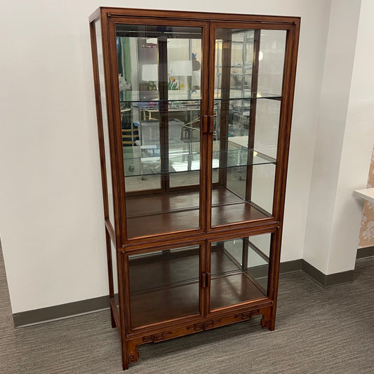 Mid Century Wood + Glass China Cabinet