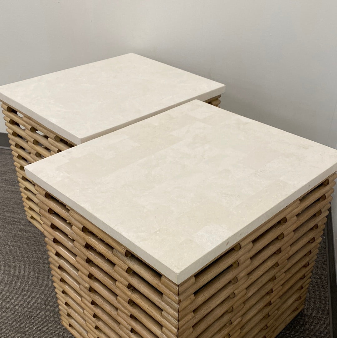 Hammary Furniture Rattan & Stone End Tables