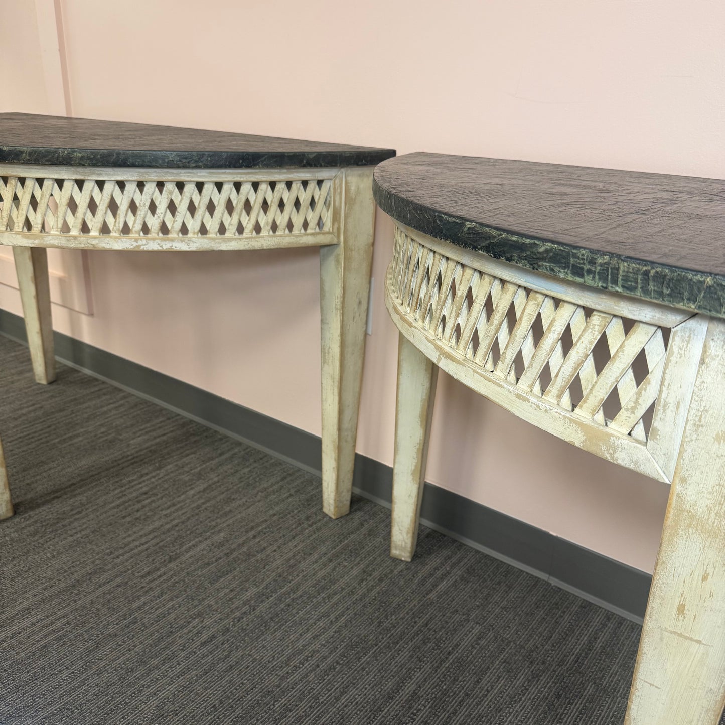 Neoclassical Demi-Lune Console Tables