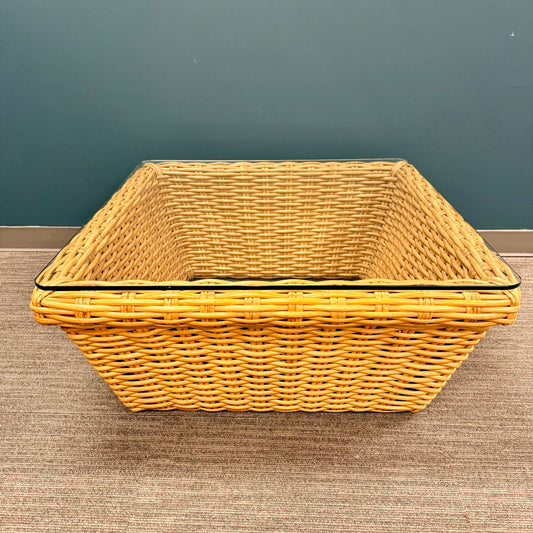 Palm Beach Regency Rattan + Glass Coffee Table