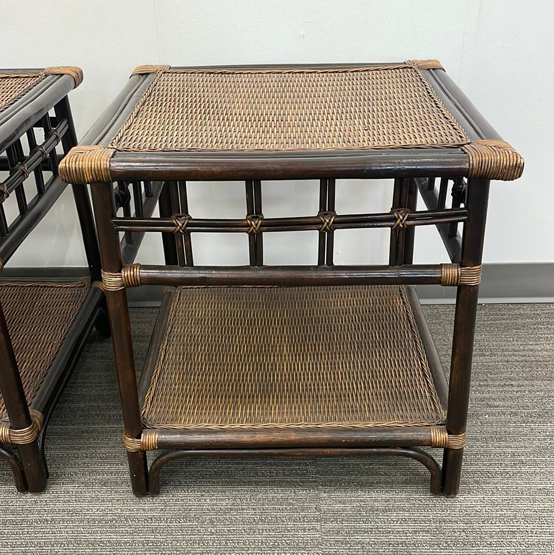 Brown Rattan Side Tables