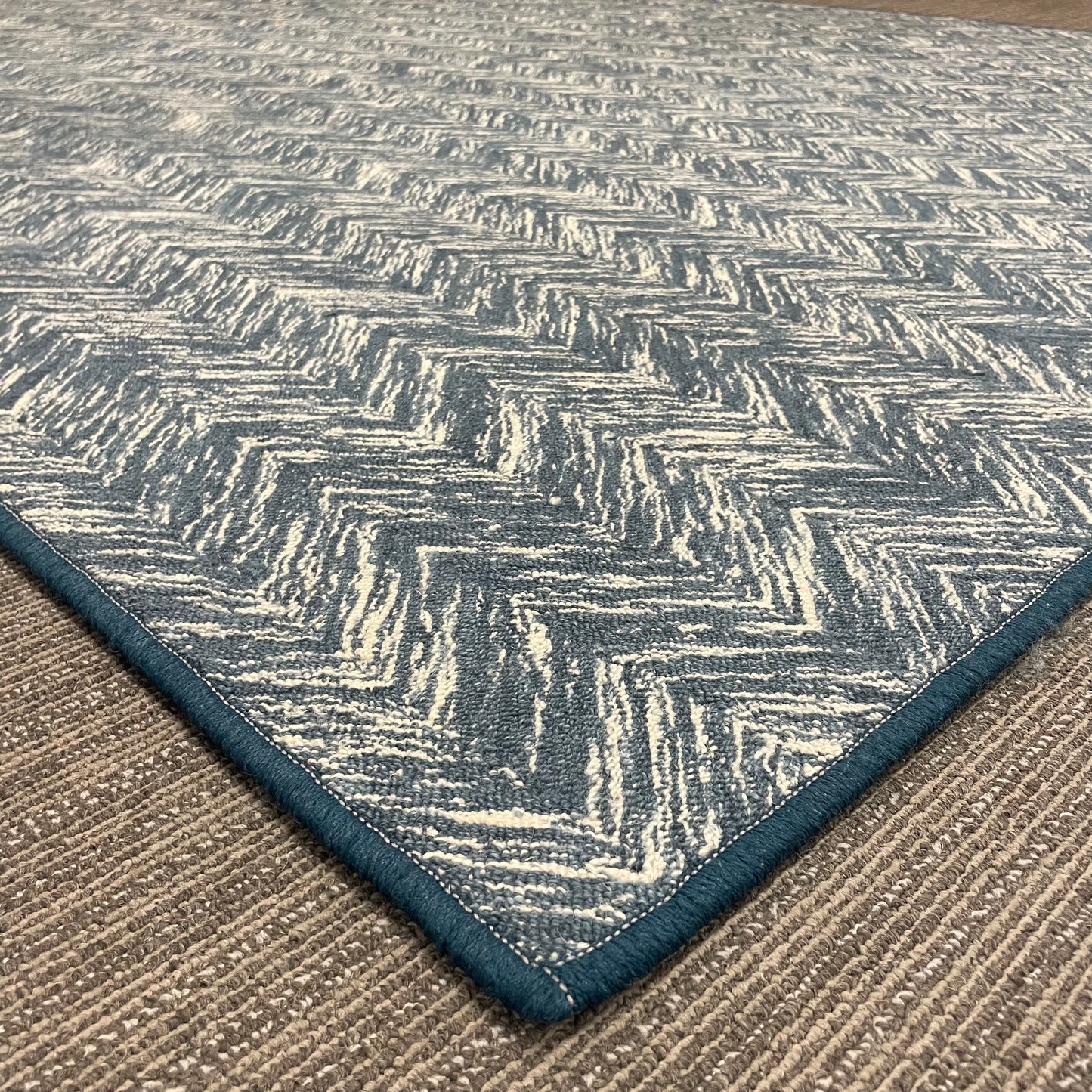 "Terraza Denim" 100% Wool Rug - 9" x 7"