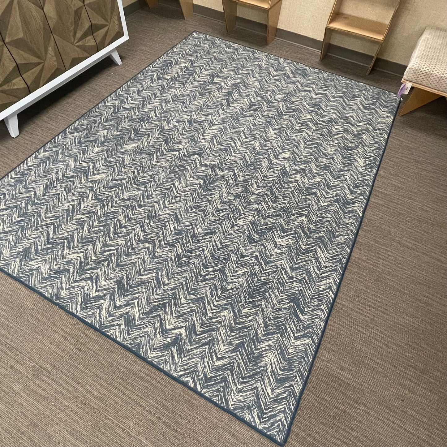 "Terraza Denim" 100% Wool Rug - 9" x 7"