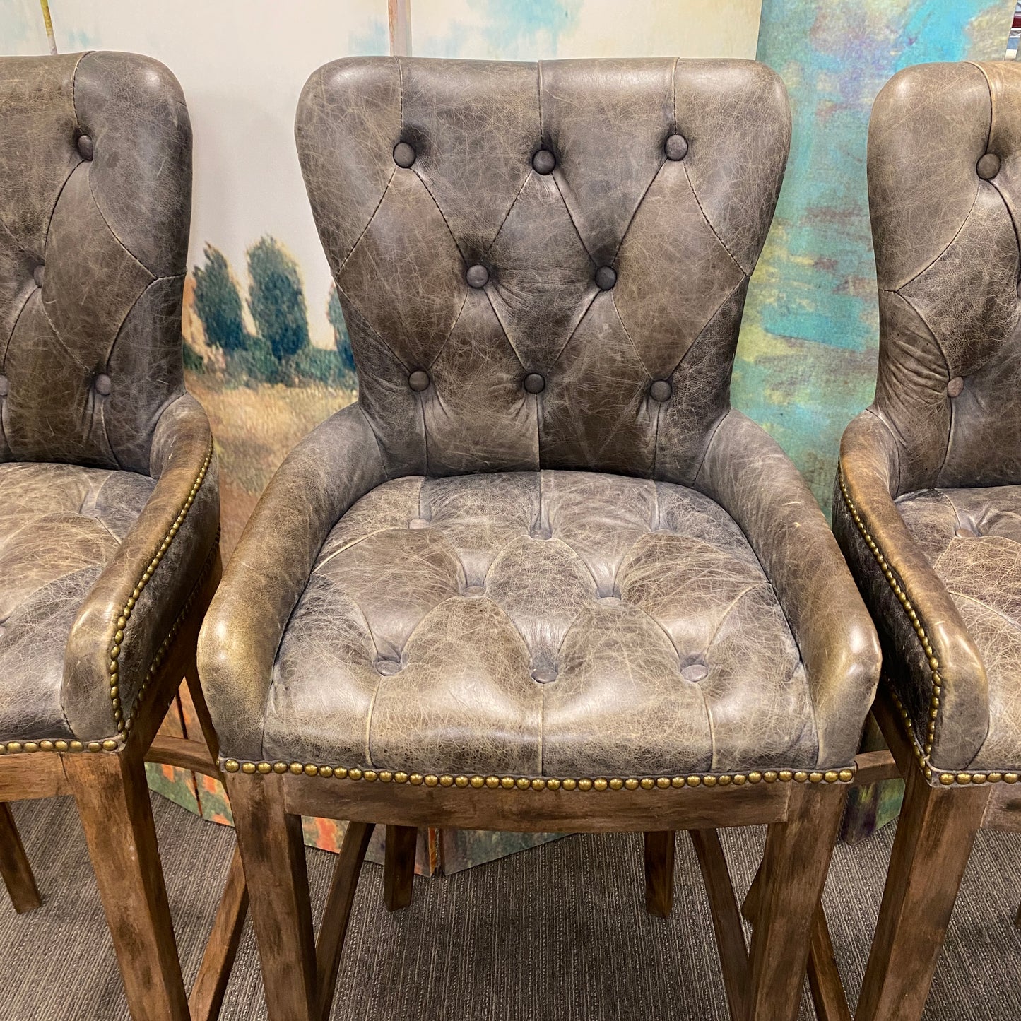 Regina Andrew "Tavern" Tufted Leather Barstools