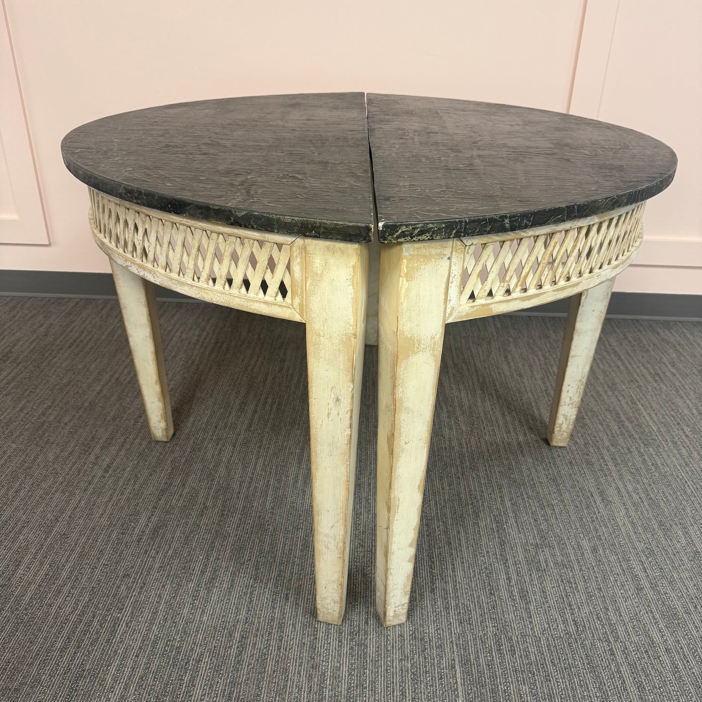 Neoclassical Demi-Lune Console Tables